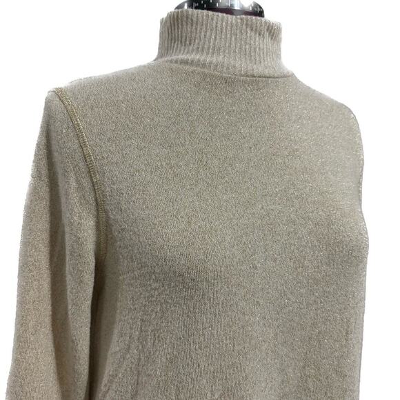 MICHAEL STARS Olivia Sparkle Mock Neck Dress Madison Gold Pockets Gold NWT M - Picture 6 of 10